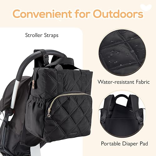 Miniatura 5 de mommore Mochila acolchada para pañales, bolsas de bebé pequeñas, mini mochila ligera para pañales para viajes, con bolsillos aislados, cambiador