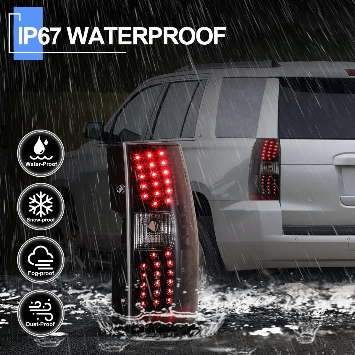 ROXX LED Tail Light Assembly Compatible with Chevy Tahoe Chevrolet Suburban 2007 2008 2009 2010 2011 2012 2013 2014 Taillights Replacement Tail Lamps