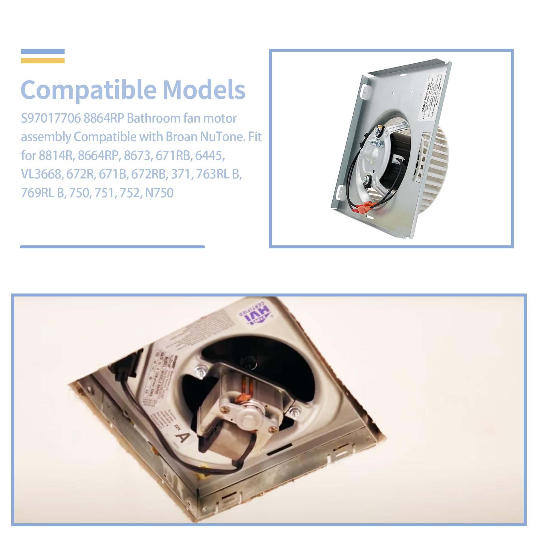 yrjns S97017706 8664RP B Unit Ventilation Fan Motor Assembly 