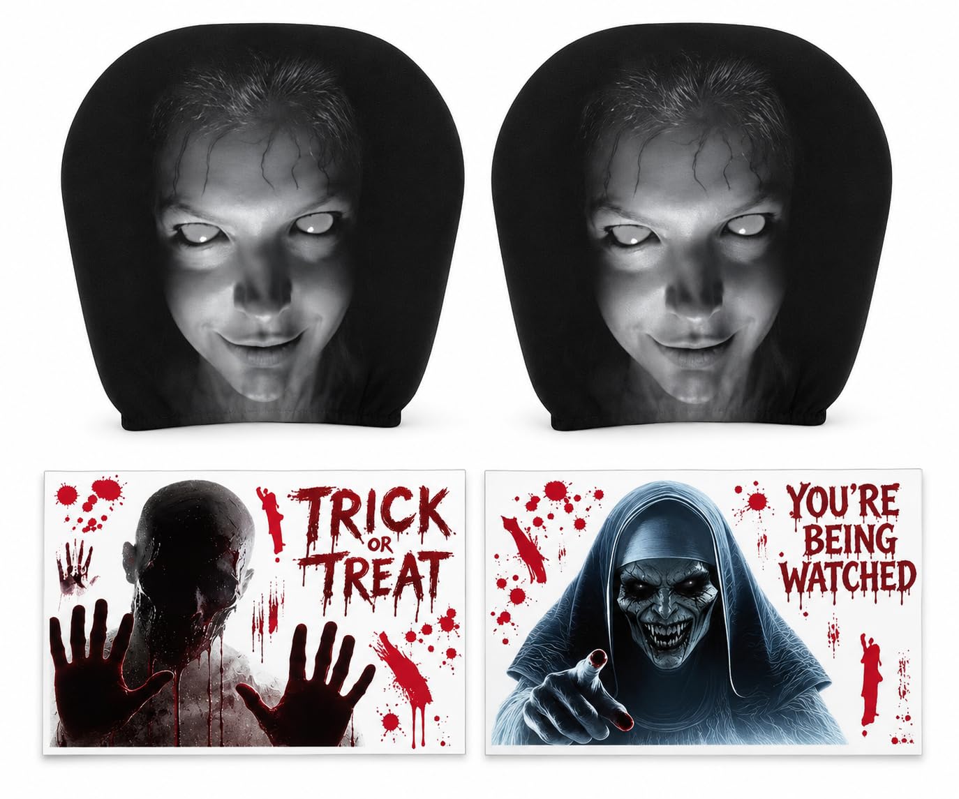 Generic Halloween Ghost Face Headrest Covers--2 Pcs