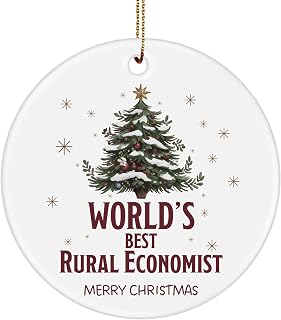 World's Best Rural Economist Ornament for Christmas Tree - Thank You & Appreciation Gifts for Agricultural Economist Staff Employee Boss Manager - Xmas Party, 3-Inch Round Ceramic