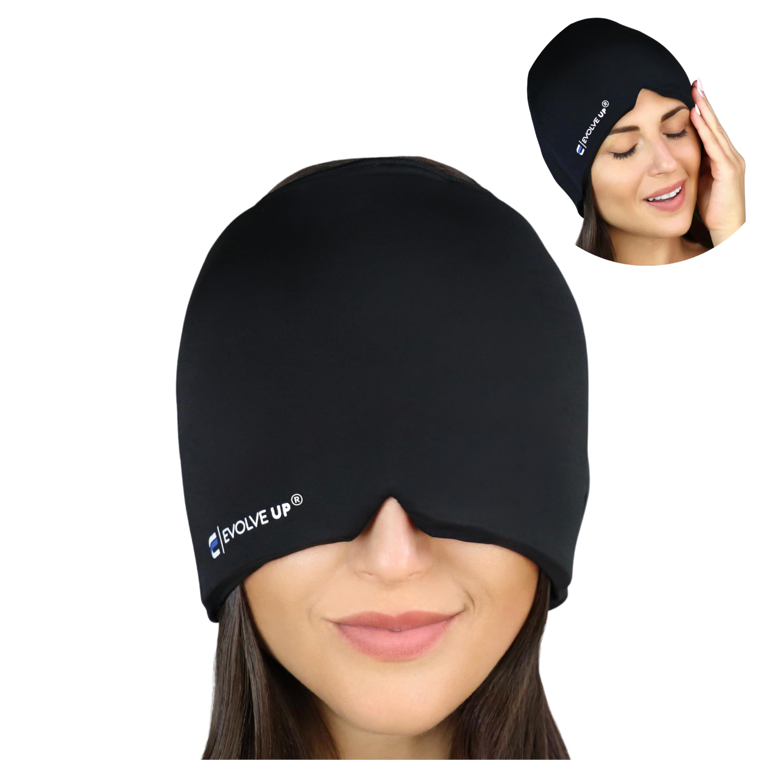 Fast Acting Migraine Relief Cap - Designed for Migraine, Sinus Tension Headache Relief, Double Layer Gel Ice Mask, Therapeutic Migraine Mask - Cold & Hot Compression, One Size Fits All