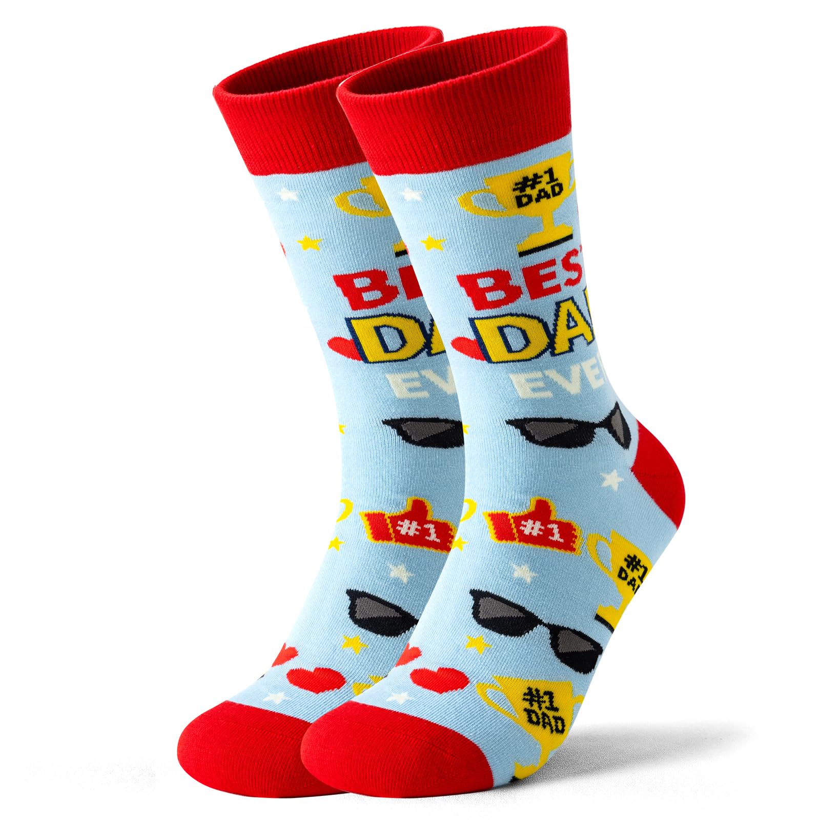 BONANGEL Best Dad Geschenkideen für Papa Socken Super Dad Geburtstag Socken Lustige Socken mit Motiv Herren Mann 39-46 Vatertag Geschenk Verrückte für Lebensfreude