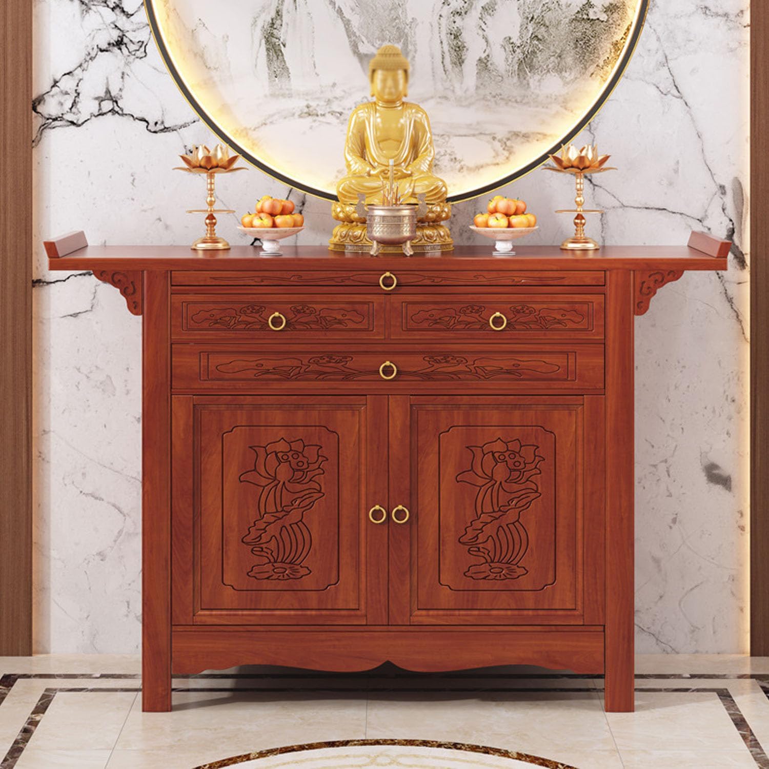 NHPJFDC Buddhist Prayer Altar Table, Wooden Shrine Cabinet, Pedestal Offering Table (50.4 * 19.3 * 42.5in)