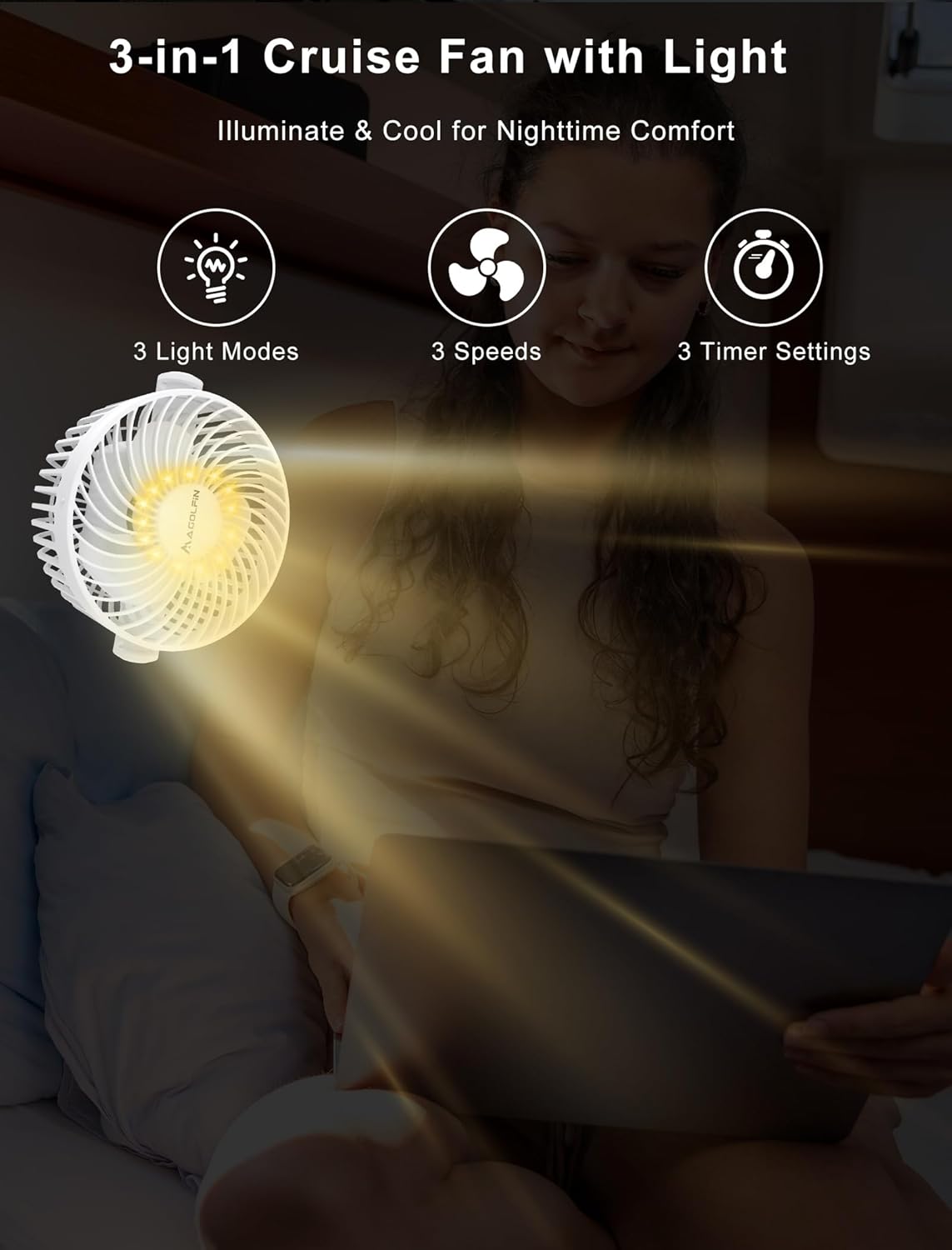 2-Pack Magnetic Cruise Ship Approved Fan, 12000mAh Battery Operated Travel Fan with 5 Speeds, LED Lantern, Timer, Magnetically Sticks on Cabin Ceilings and Walls, Cruise Essentials 2026