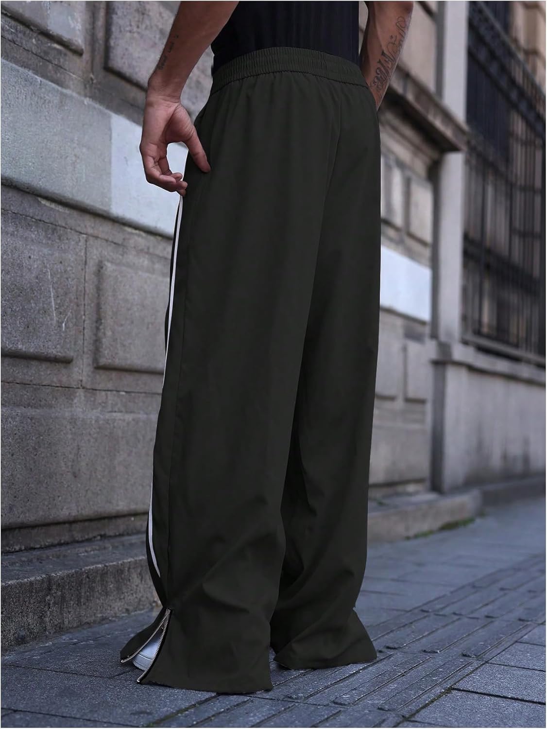 GORGLITTER Men's Wide Leg Baggy Sweatpants Y2K Graphic Zip Hem Casual Workout Athletic Trousers Track Pants - Image 3