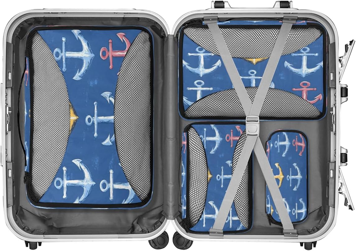 Ocean Anchor 4 Set Packing Cubes Packing Cubes for Women Lightweight Travel Essential Bag Clothes Carry on Suitcase Bags for Accessories Essentials