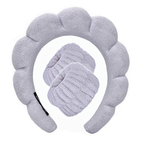 Miniatura 8 de Diadema de spa, juego de toallas de muñeca para lavar la cara, diademas para el cuidado de la piel para mujeres, toalla de tela de toalla hinchada,