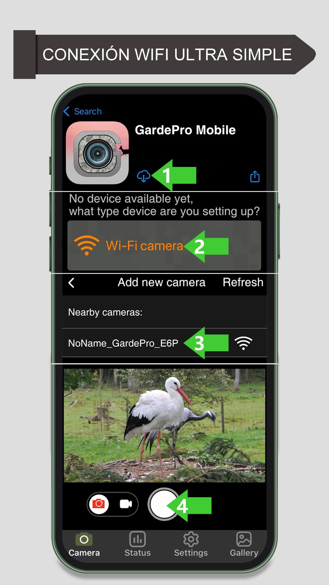 GardePro E6P Cámara de Caza, WiFi, Batería Recargable 8000mAh, 64MP 1296P H.264, Camara Fototrampeo con Visión Nocturna, Amplio Campo de Visión de 110°