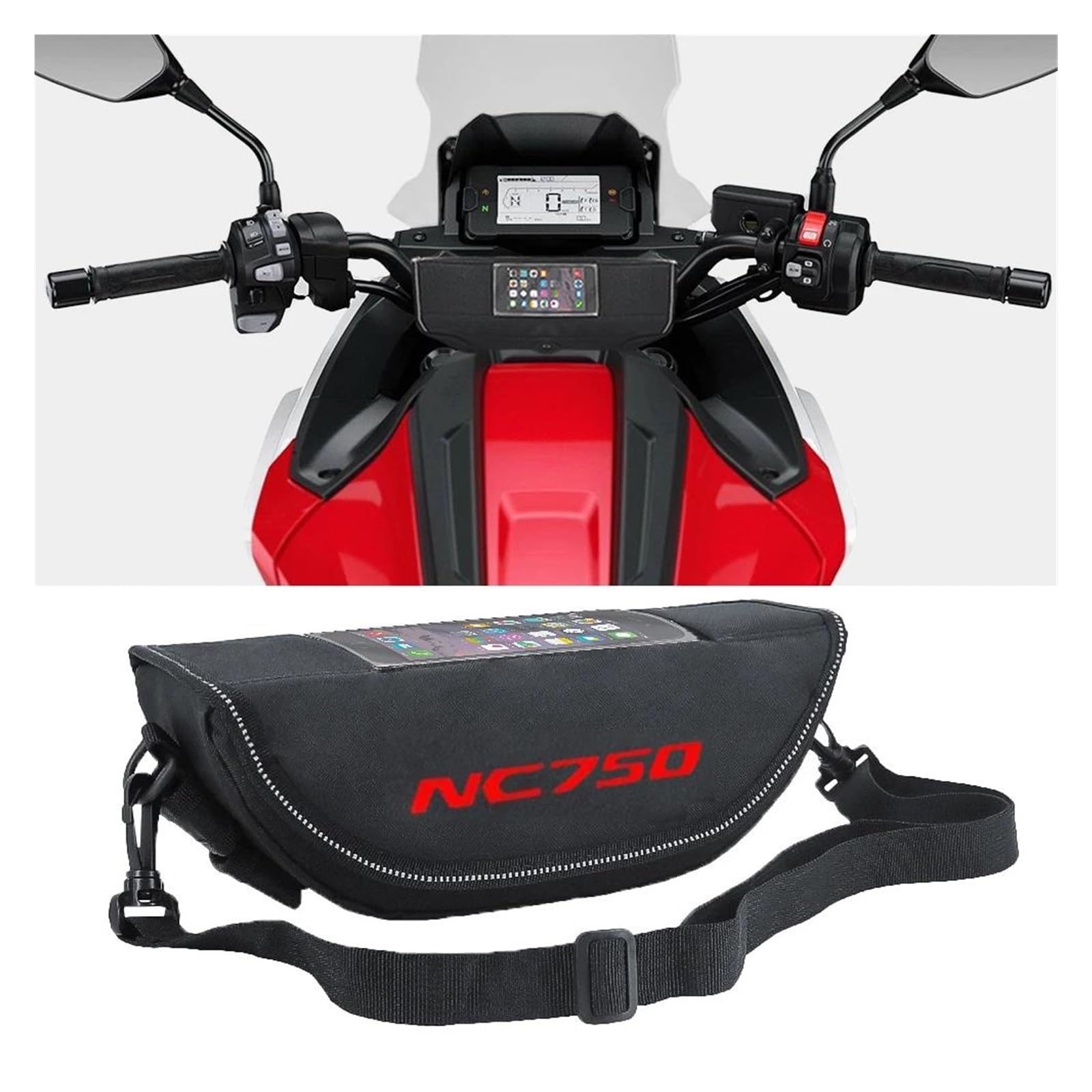 Borsa Da Manubrio Moto Per Honda NC750 NC750X NC 750 750X(Black2-with logo)
