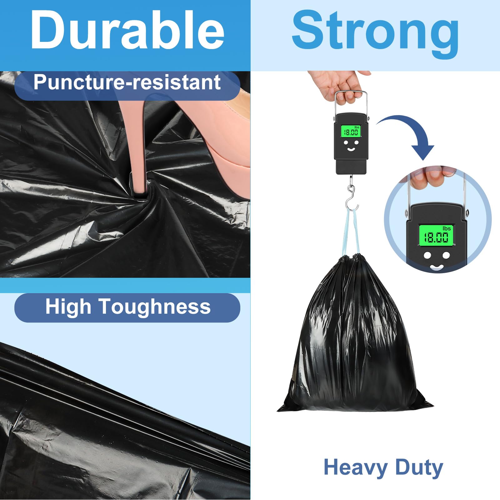 Portable Toilet Bags - 50 Count Biodegradable Waste, 8 Gallon