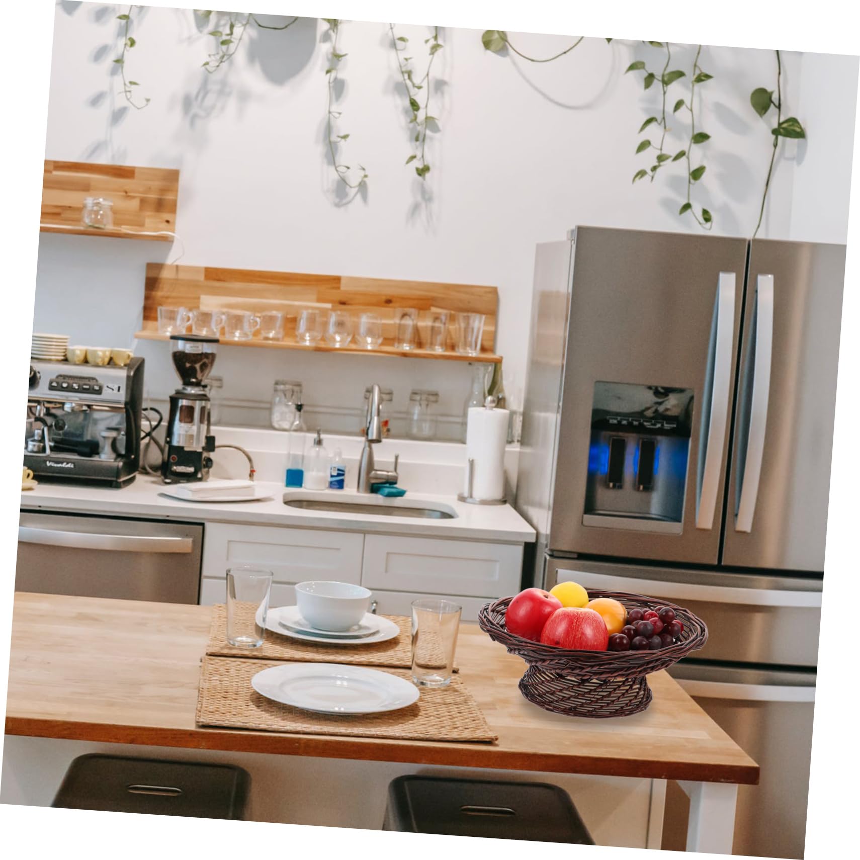 GRIRIW 1pc Tall Fruit Plate Bread Serving Basket Dresser Tray Rattan Bread Basket Hand Decor Basket for Towels Fruit Serving Basket Picnic Basket Snack Plates Candy Dishes Wicker Brown