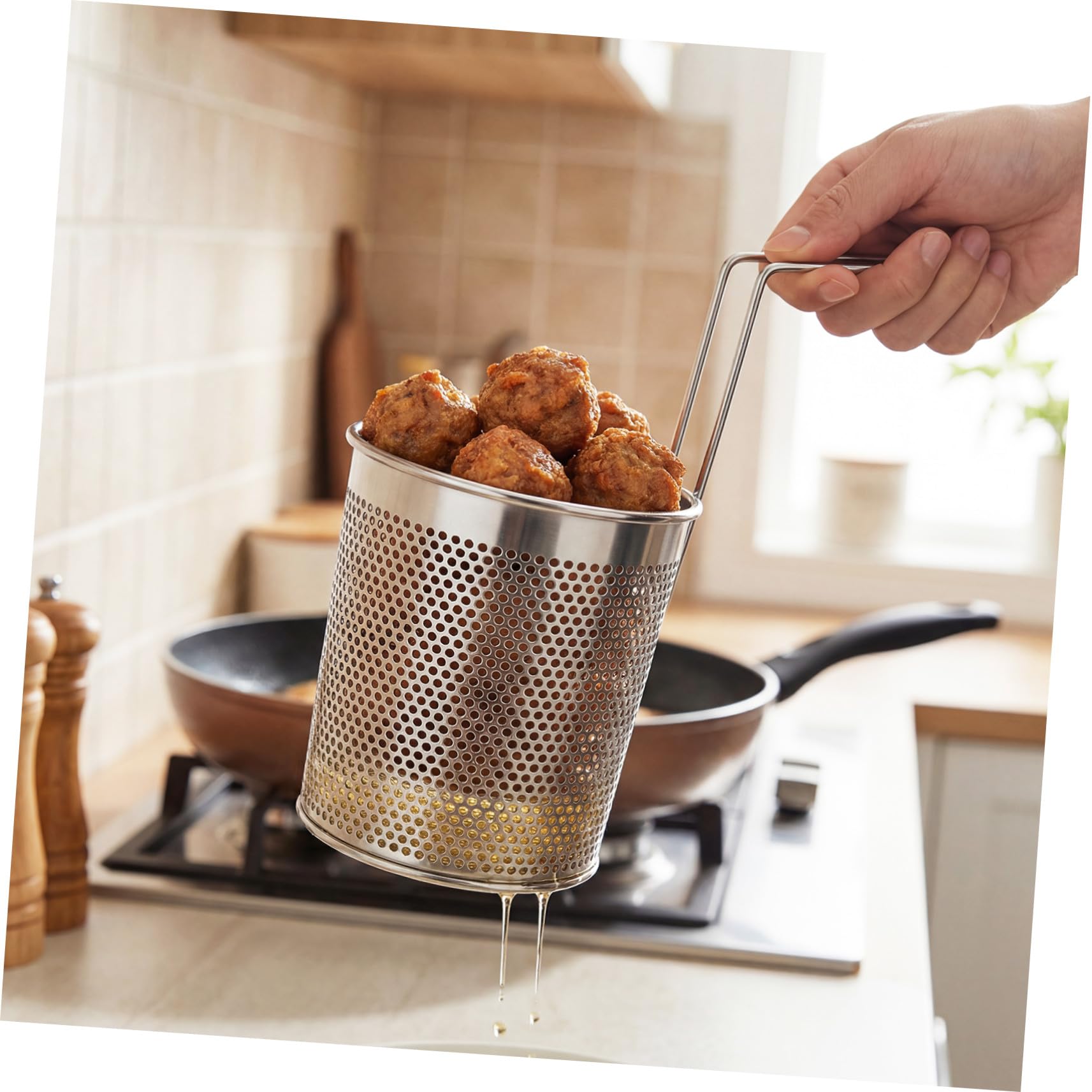 OUNONA 3 Stück Nudelnetz aus rostfreiem Stahl Ramen-Nudelkorbsieb klein Nudelkorb aus Draht Nudelsieb Pasta-Spinne-Sieb Nudelabtropfgestell Spaghetti-Sieb Rostfreier Stahl Silber