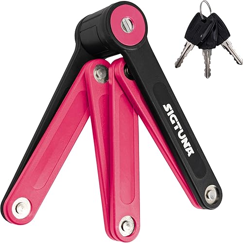 SIGTUNA Candado plegable para bicicleta, acero endurecido de 0.315 in, plegable, resistente, con fácil montaje, bloqueo seguro y revestimiento