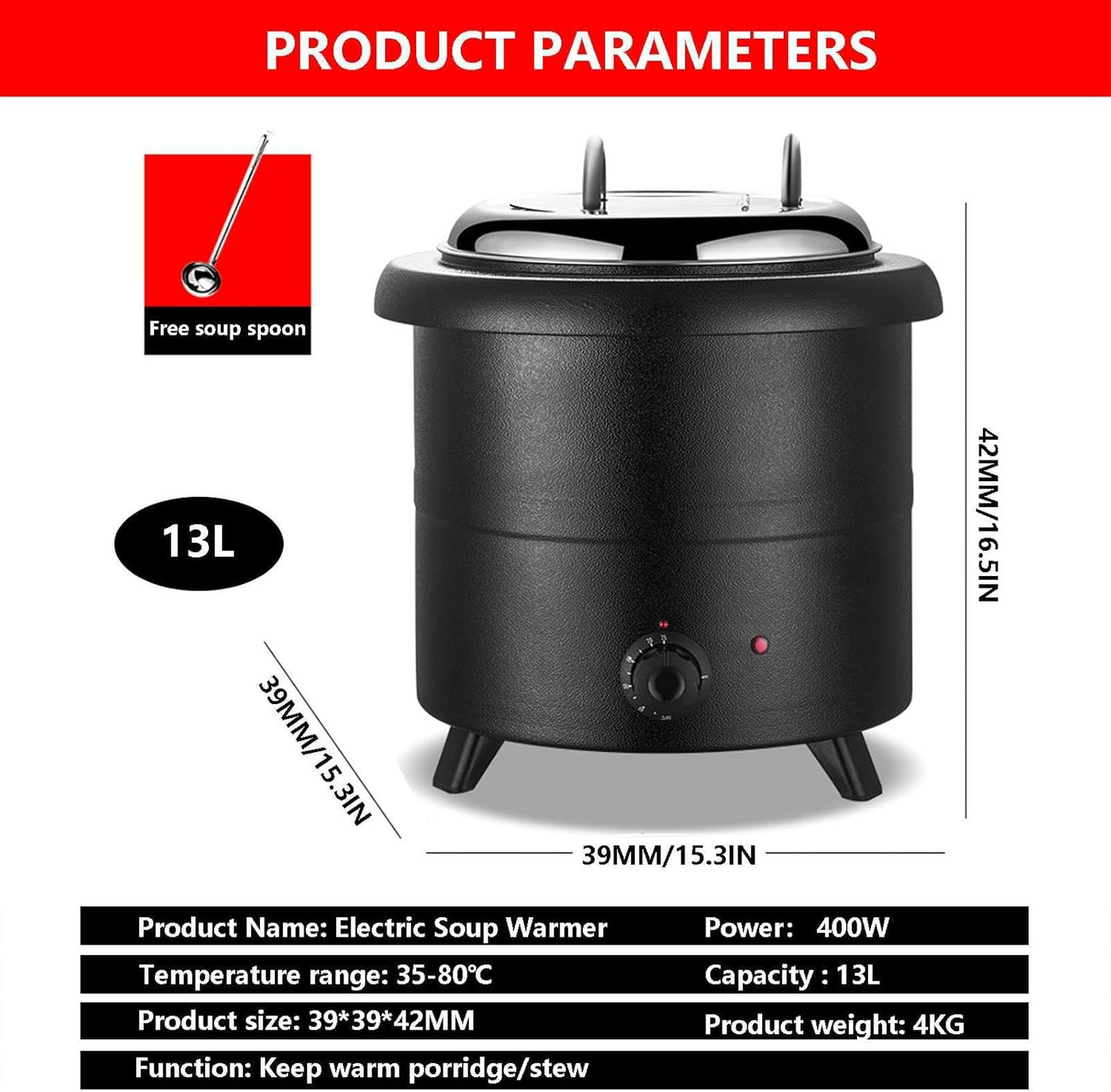 Scaldavivande Elettrico da Banco,Scaldavivande Elettrico da Buffet,400 W | Pentola Scaldavivande con Controllo della Temperatura da 35 A 80 ℃ | Riscaldatore da Buffet P,Black
