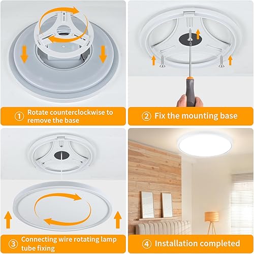 Miniatura 9 de Lámpara de techo de montaje empotrado de 12 pulgadas con control remoto y luces nocturnas, lámpara de techo LED regulable de 2700 K-6500 K, moderna,