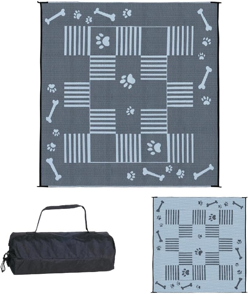 Stylish Camping DA1 Black/White 9' x 9' Dog Paw Bone Mat