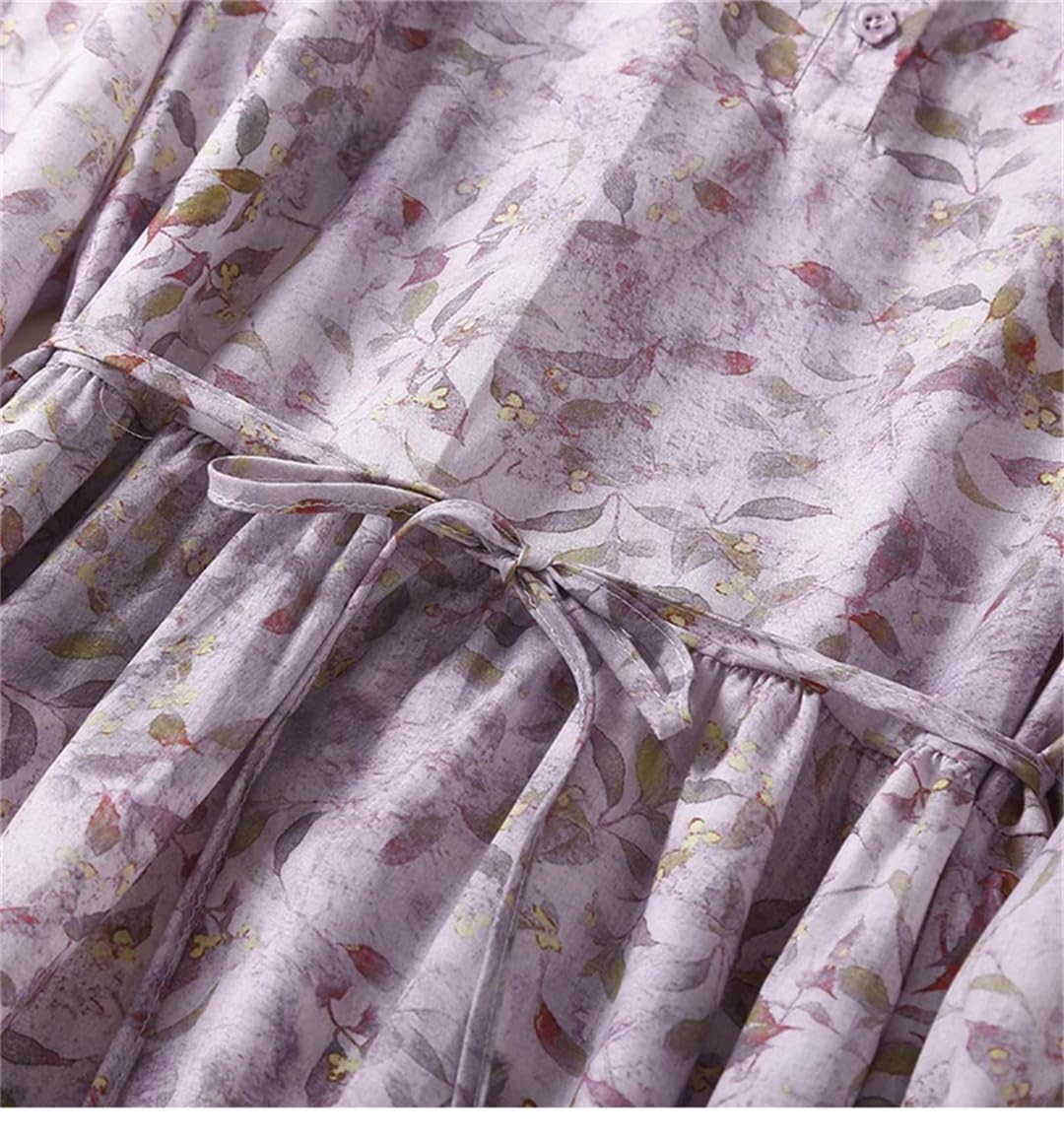 Vestido camisero estampado floral para mujer, manga larga, solapa, casual, acampanado, vestido midi