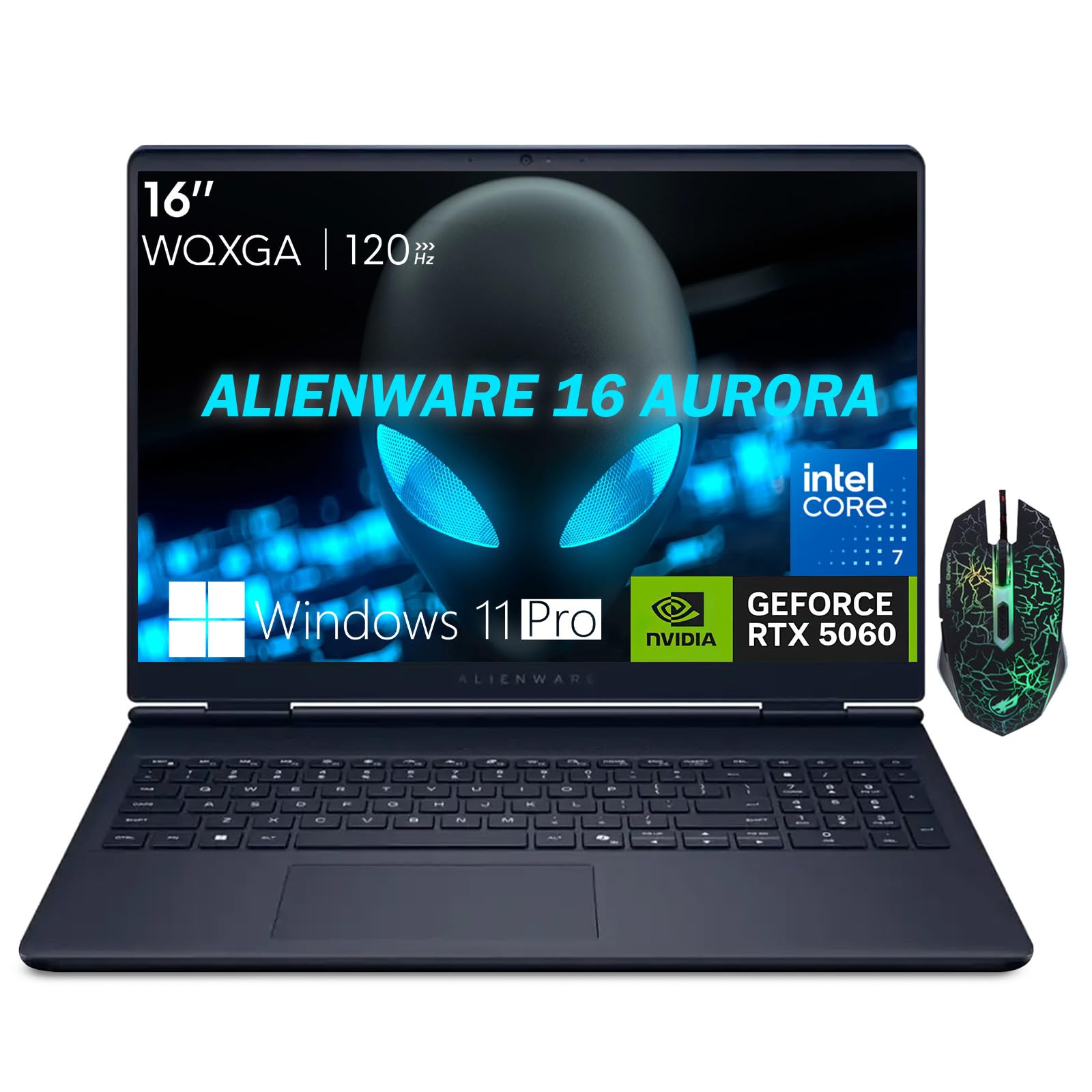 Alienware 16 Aurora AC16250, NVIDIA GeForce RTX 5060, 16" 120Hz WQXGA Gaming Laptop, Intel Core 7 240H(Beat Ultra 7 255U), 32GB DDR5 RAM, 1TB SSD, Wi-Fi 7, Backlit KB, Windows 11 Pro