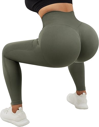 Miniatura 5 de OMKAGI Leggings de entrenamiento sin costuras para mujer cintura alta control de abdomen pantalones de yoga