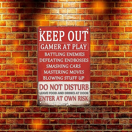 Miniatura 10 de Letrero de sala de juegos, accesorios para videojuegos, decoración de habitación de jugadores para niños, letreros divertidos para sala de juegos,
