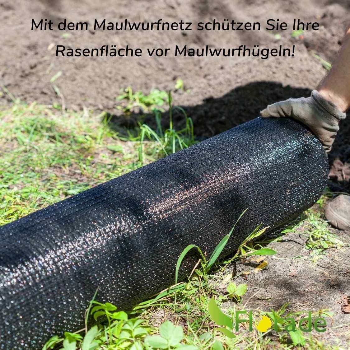 Florade® Maulwurfnetz | Tierfreundlich | Maulwurfshügel verhindern | UV-beständig, robust, langlebig | Effektiver Maulwurfschutz | Dunkelgrün | 80g/m²