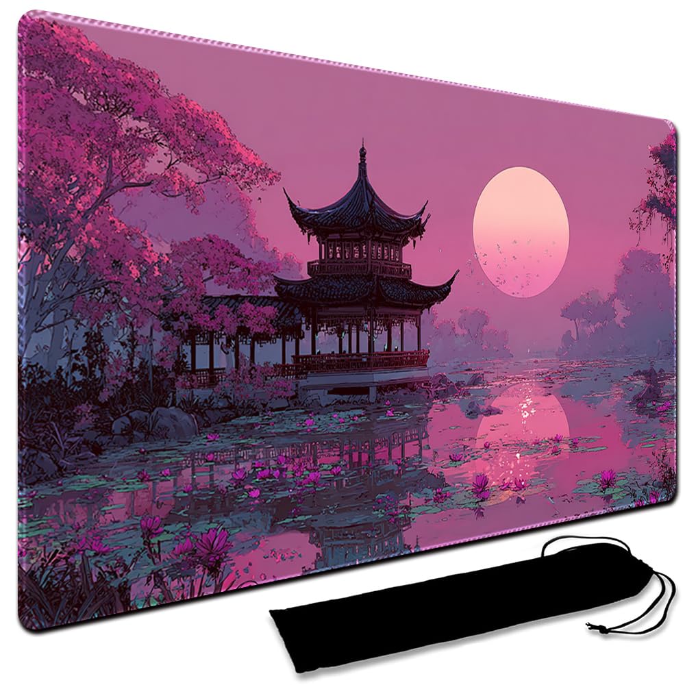 MTG Playmat,With Waterproof Storage black Bag Szie 60 x 35CM , With Zone MTG playmat Stitched Edges Game Play Mat Trading Card Game Playmats TCG Game Mat (No Zone,1)