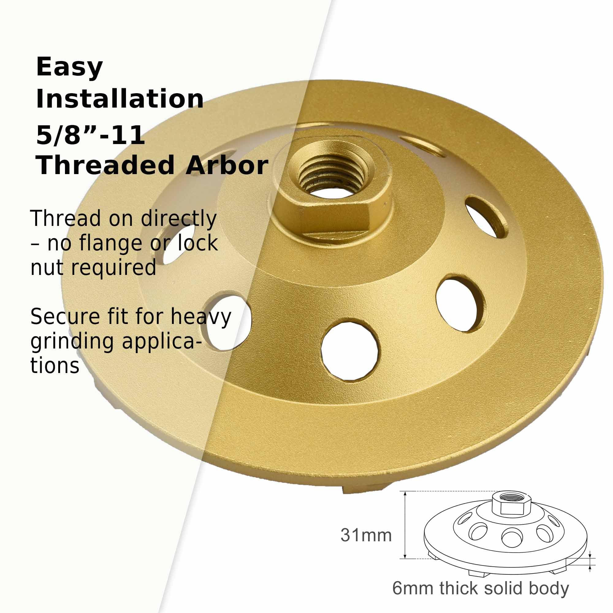 12,7 cm x 1,5 cm - 12 pièces PCD double rangée de 12,7 cm, mastic époxy, colle fine, stuc, revêtement de béton résistant, roue de coupe de meulage PCD (filetage 5/8"-11)