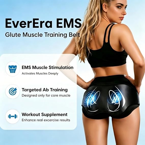 EMS Muscle Stimulator,Abs Trainer,EMS butt trainer,Abdominal Trainer with 8 Modes 19 Levels for Shaping,Ab Trainer Belt for men and women,ABS Stimulator with Extra Extension Strap