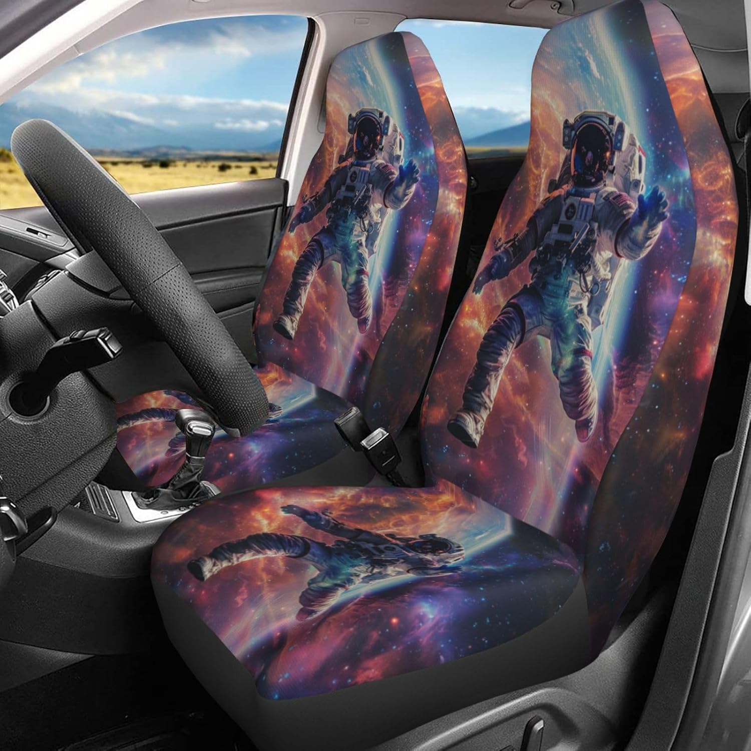 Foruidea Astronaut Space Car Seat Covers Universal 2 Pcs Auto Front Seat Cover Fit Most Cars,SUV,Sedan,Trucks