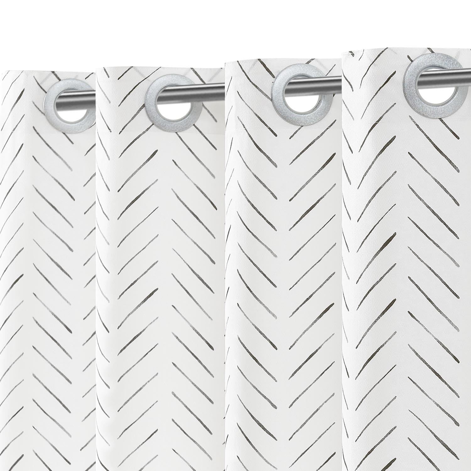 No Hook Shower Curtain Black and White Herringbone Fabric Shower Curtain Zig Zag Inky Chevron Farmhouse Shower Curtain for Bathroom, Modern Waterproof Shower Curtain 70x72 inches