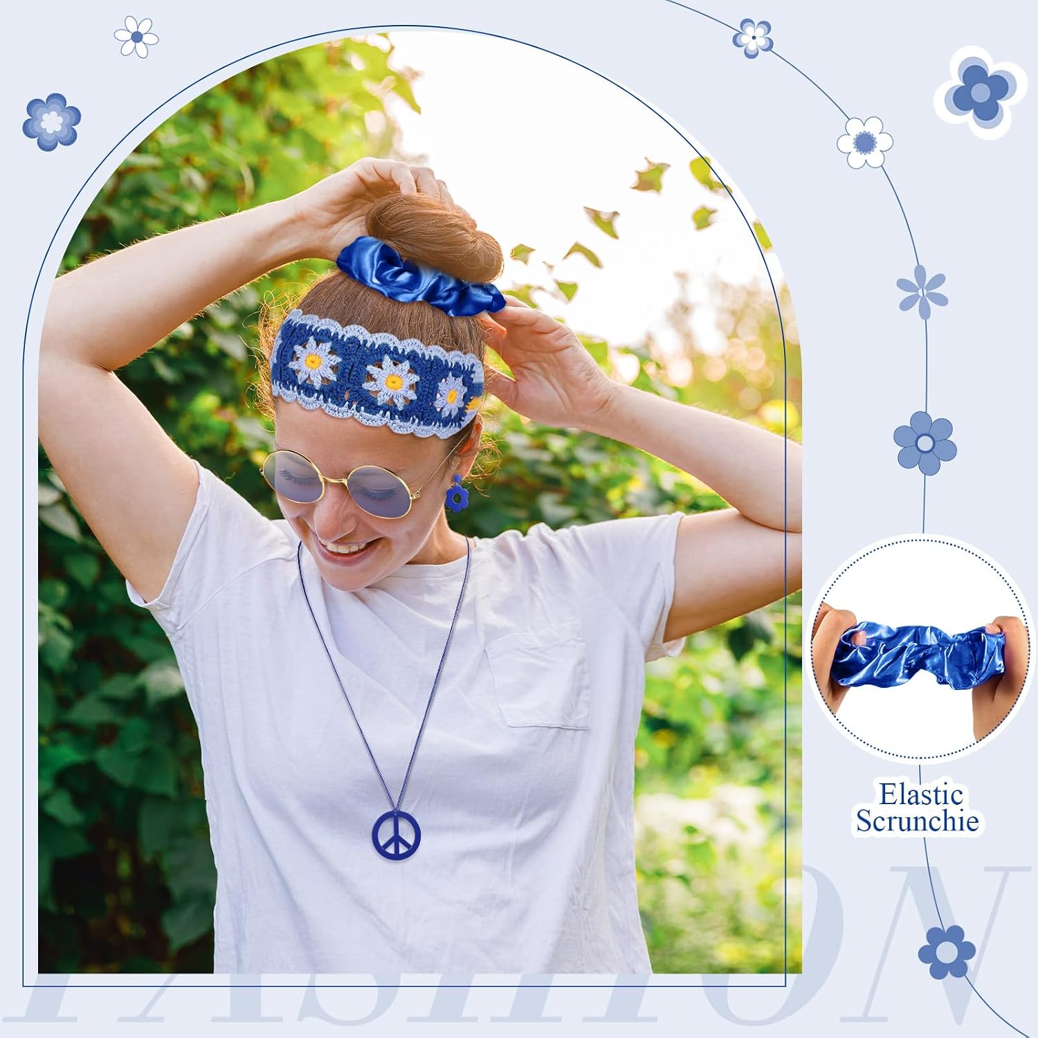 Remuuly 5 Pcs 70s Accessories for Women Halloween Hippie Costume image 5
