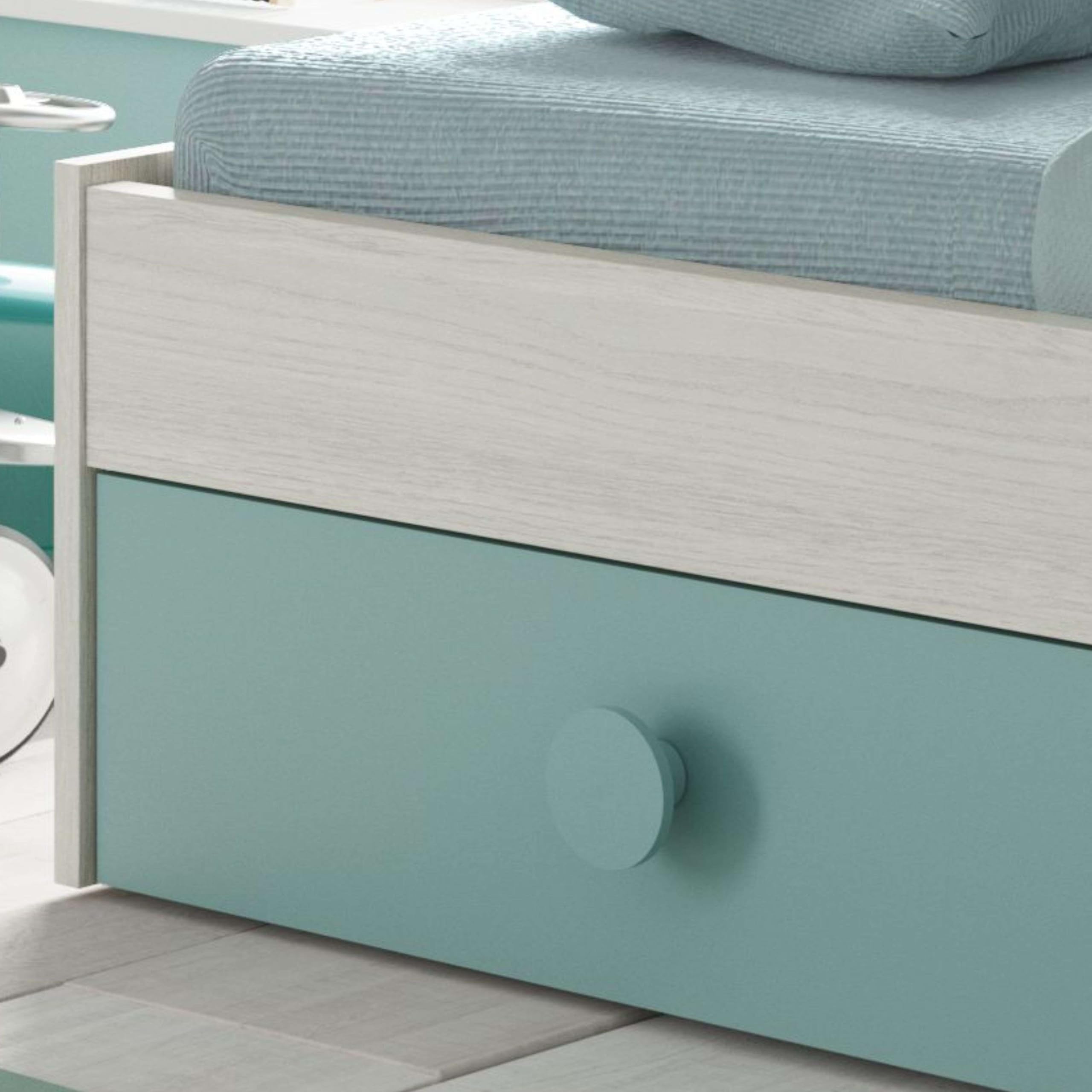 Miroytengo Pack Completo Habitación Juvenil en Color Verde y Blanco Alpes Muebles Dormitorio Infantil con Somier Incluido