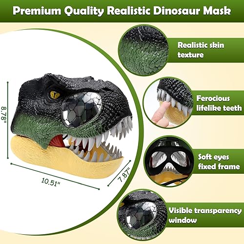 Miniatura 3 de Juguetes de dinosaurio para niños de 5 a 7 años, máscara de dinosaurio con mandíbula móvil, juguetes para niños de 4 a 6 años con sonido realista,