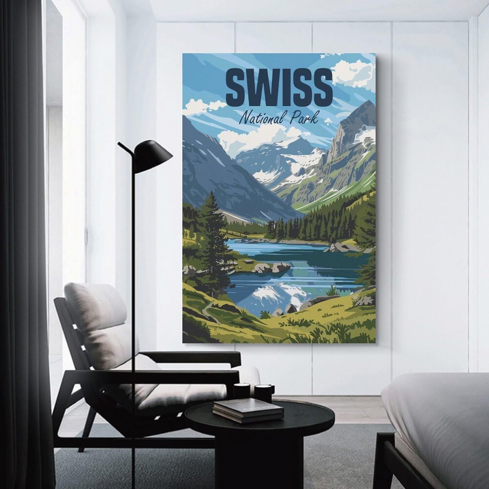 Junmoney Swiss National Park Canvas Wall Decor, 12x18inch(30x45cm), for Bedroom, Guest Room Or Reading Nook, Canvas Wall Decor for Personal Spaces