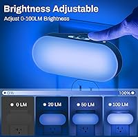 Vista 3 de DORESshop Blue Night Light, Auto On/Off, 0-100 LM Adjustable Brightness, Dimmable Plug Into Wall Night Light for Kids Room, Bedroom, Stair Lights