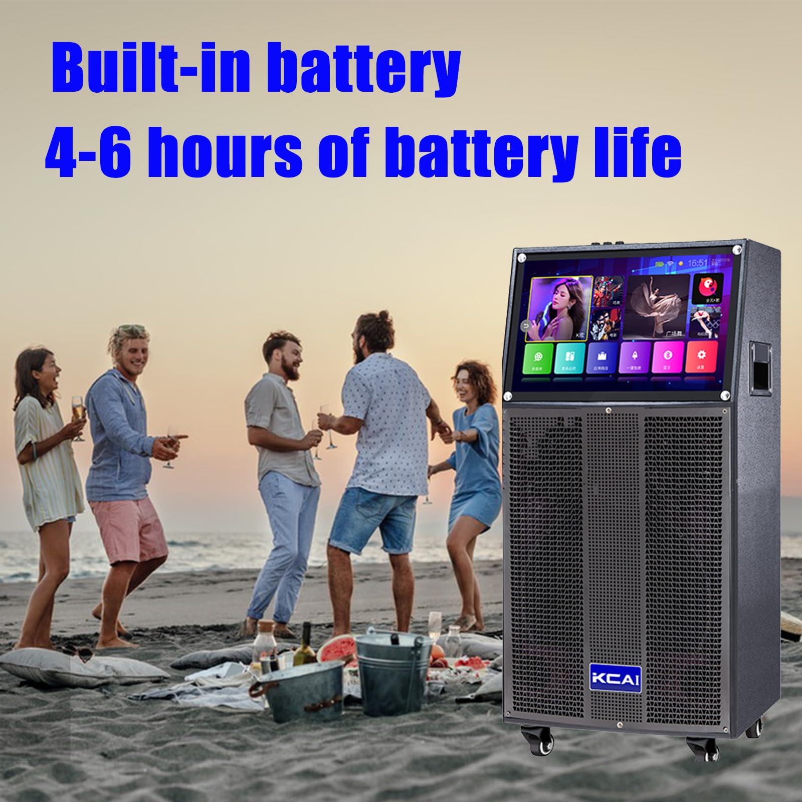 Outdoor quadrato danza, canto, guardare film, audio touch screen portatile con Bluetooth schermo del telefono cellulare proiezione karaoke macchina set