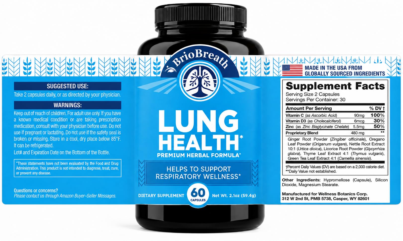 Lung Support Supplement - Natural Capsules for Lung Cleanse and Detox - Made in USA - Respiratory System; Mucus Clear - Vegan Supplement for Lung Detox; Respiratory Support - 60 Capsules — Amazon image 7