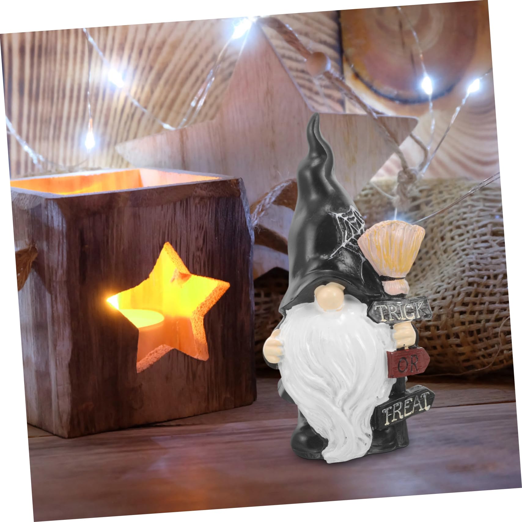 ibasenice Statue de Nain de Jardin GNOME en Résine Noir pour Cour et Jardin