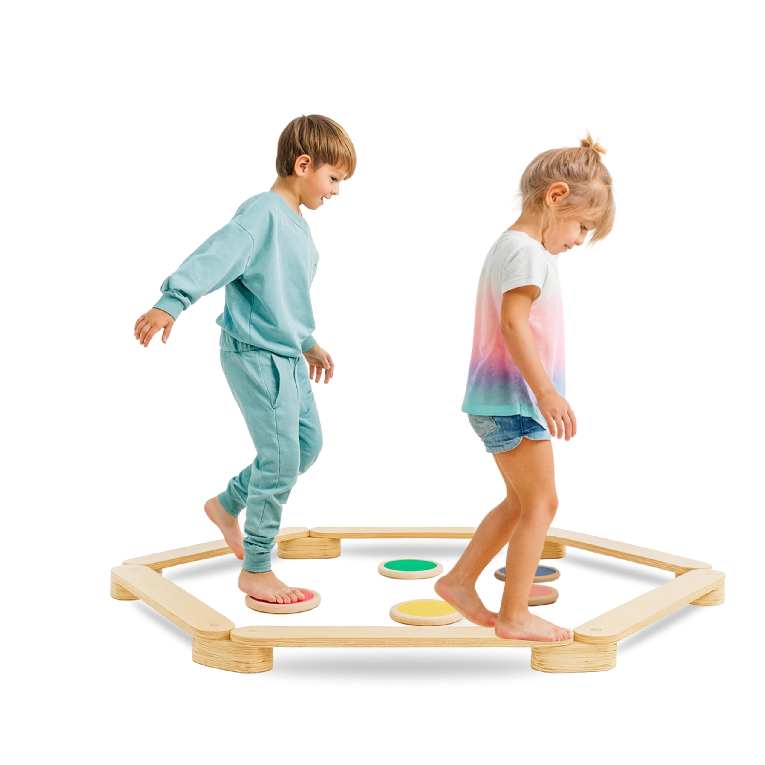 Majesty Balance Beam for Kids - Toddler Stepping Stones and Connectors - Waldorf and Montessori Balance Board for Kids Ages 2 to 8 Years Old - Gymnastic Baby Obstacle Course