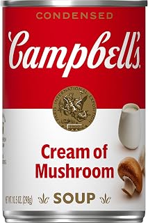 Campbell's Condensed Cream of Mushroom Soup, 10.5 oz Can - No Preservatives, Rich Flavor for Casseroles & Recipes