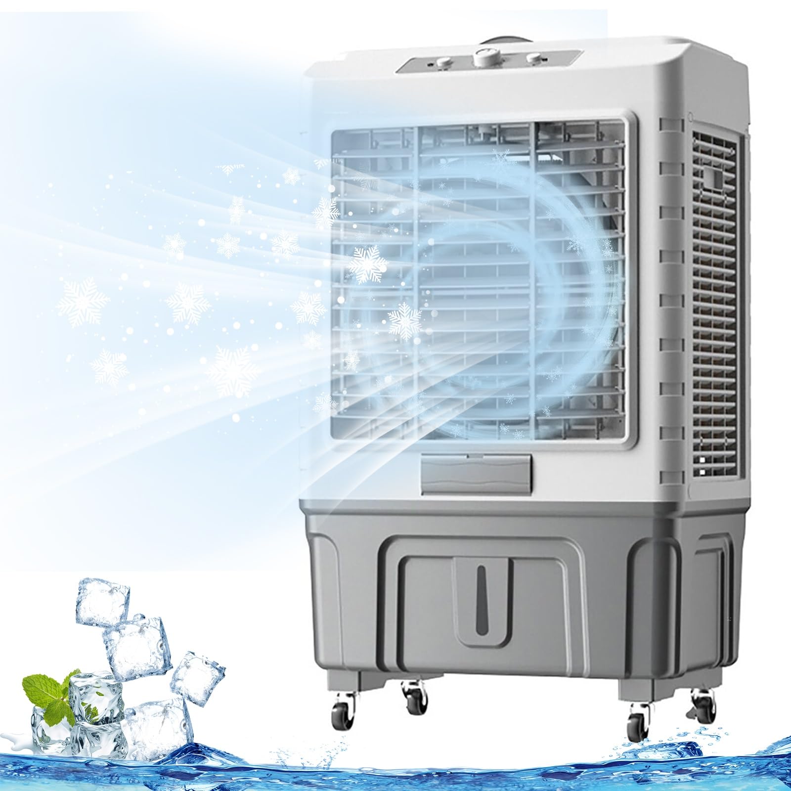 TIANQIHAO Portable Air Conditioner, 50L/55L Evaporative Cooler With 4 Ice Boxes, 3 In 1 Fan Cooler Humidifier For Room Garage Workshop,102cm/40in-55l