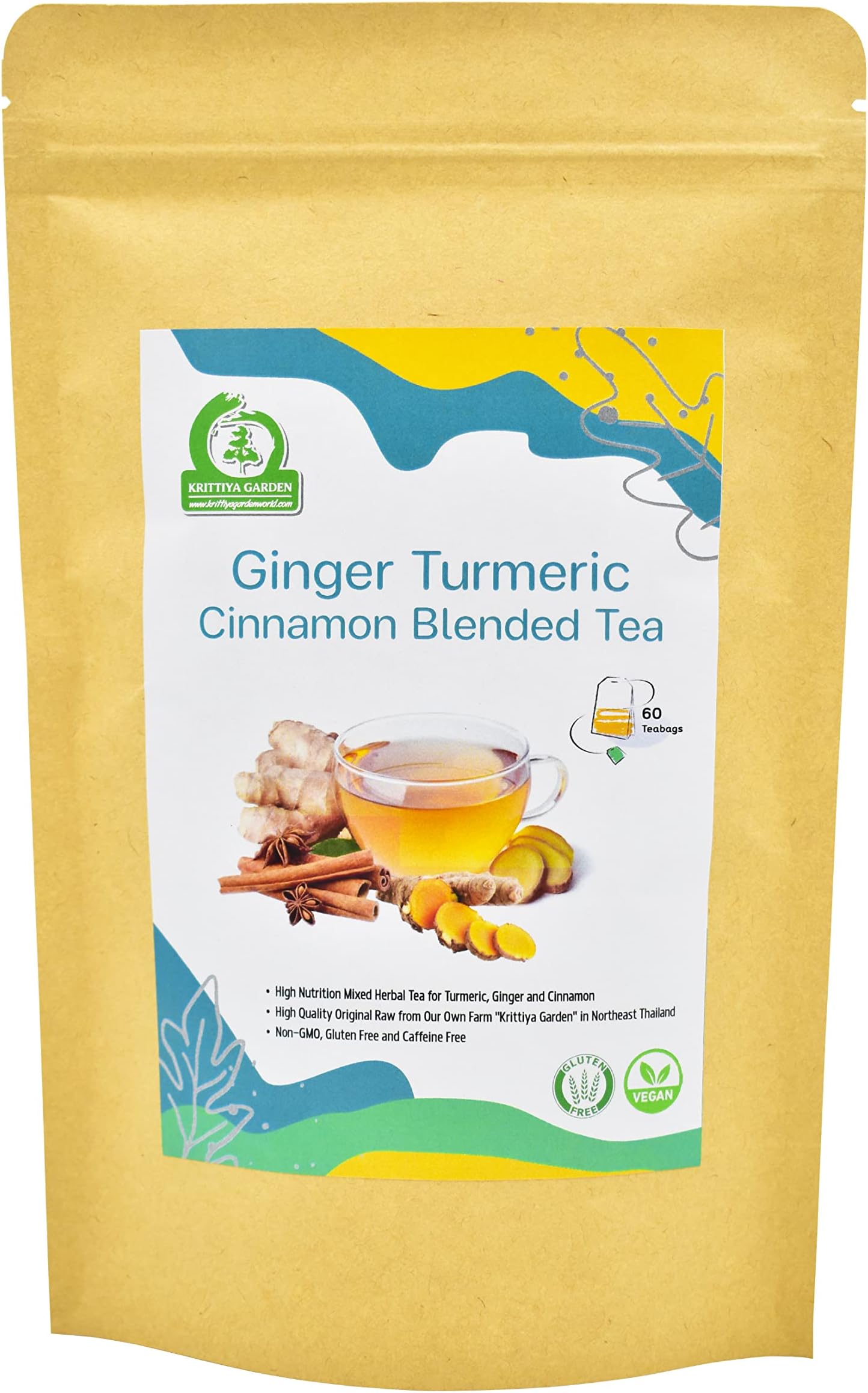 Ginger Turmeric Cinnamon Blended Tea 60-Teabags (4.23oz)