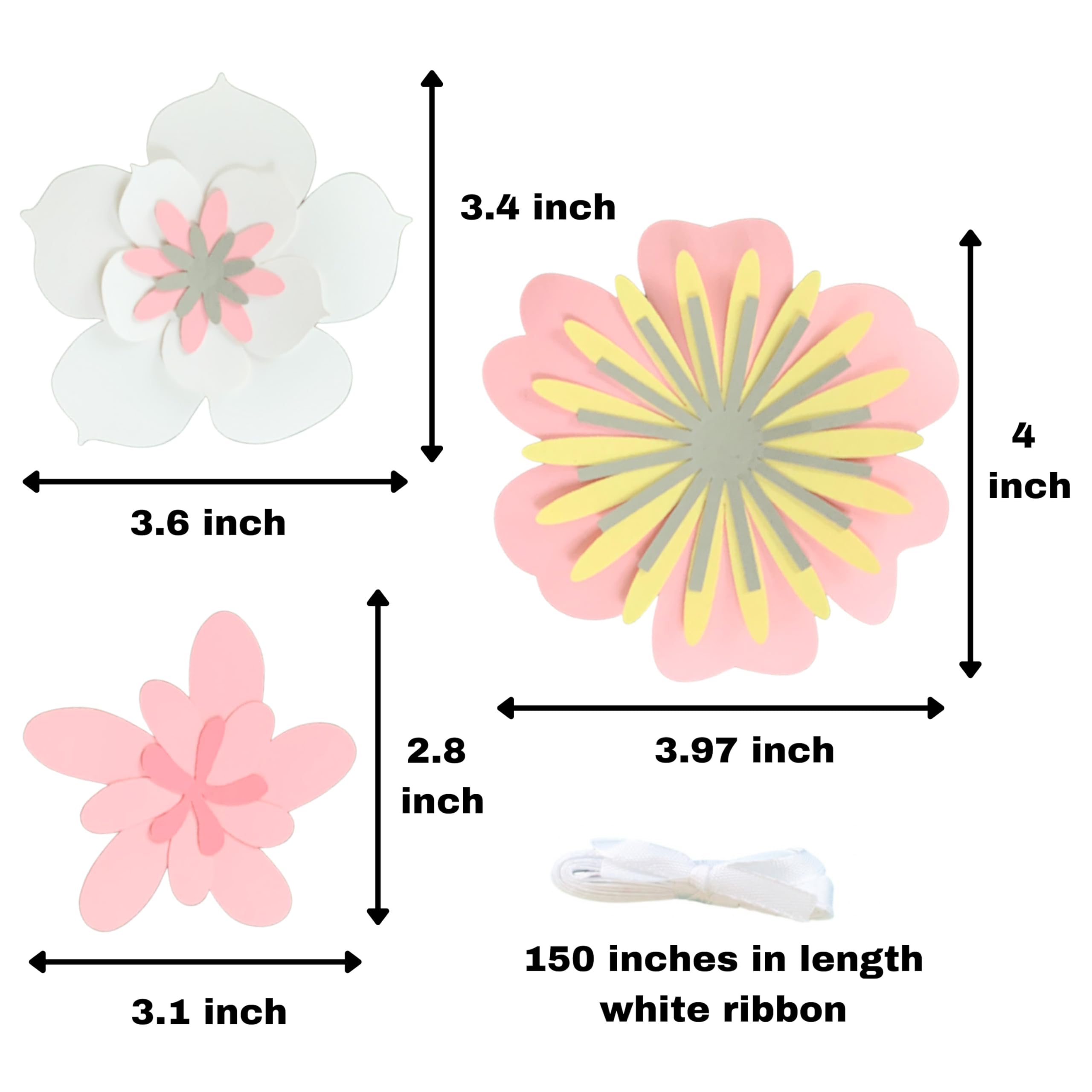Pinfliers Pastel Flower Decoration/Birthday Celebration,Puja,Festival Home Decor Items/Baby Shower,Anniversary,Pongal,Lohri,Makar Sankranti/36 Paper Flowers/Pastel/Aesthetic Pinterest Backdrop/120' 4