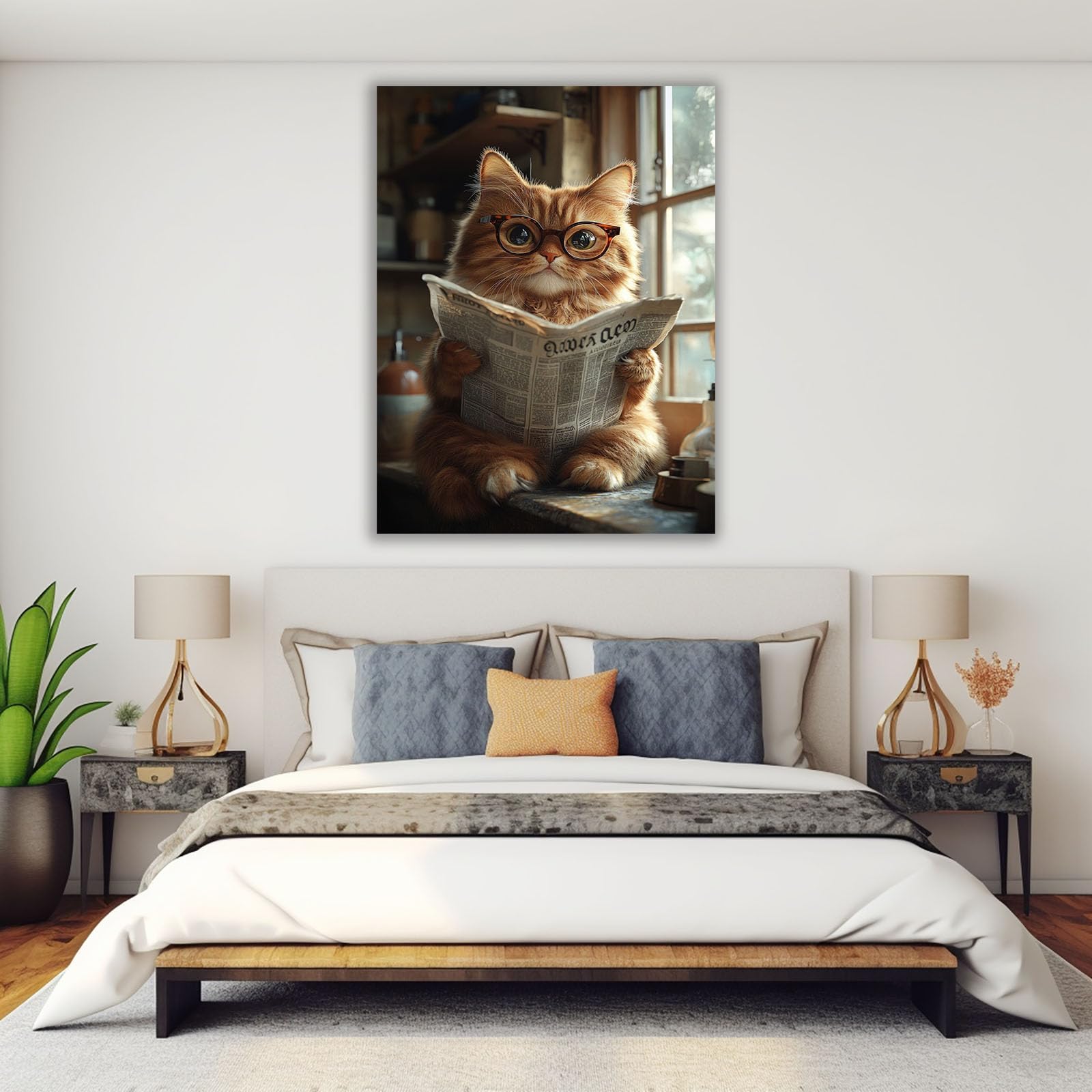 AMXBZC cuadros de animales para habitación infantil Aprendizaje en baños de animales decoración para habitación de bebé, niño y niña, póster animal del bosque（naranja-60x90cm Sin marco