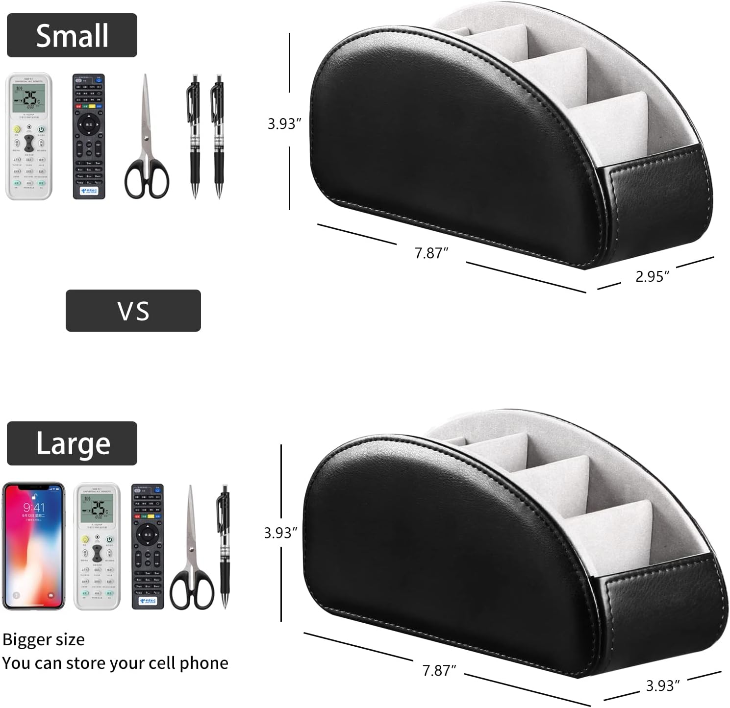 BLIENCE Leather Remote Control Holder,Armchair TV Remote Caddy for Table,5 Compartments,Office Supplies Desk Organizer,Storage Box for TV Stick,DVD, Blu-Ray, Media Player, Heater Controllers : Office Products