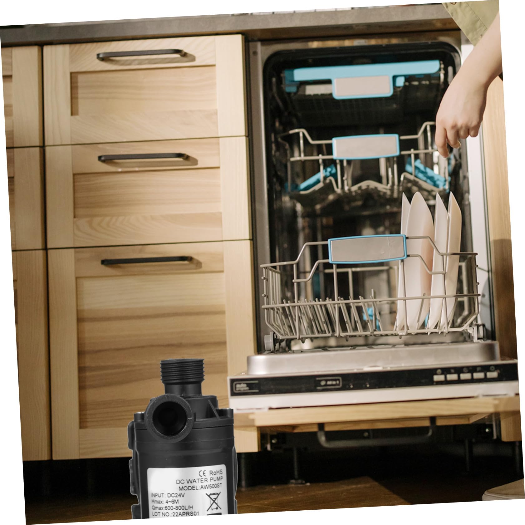 FRCOLOR Bomba Sumergible Capacidad 600-800m³/h de Agua Silenciosa Dc24v Tecnología de Reducción de Ruido, Abs Resistente para Estanques y Circulación de Agua