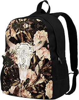 Borsa a tracolla stampata casual di grande capacità Zaino da viaggio per laptop da viaggio Donna Adulti Ragazzi Ragazze - Teschio Toro