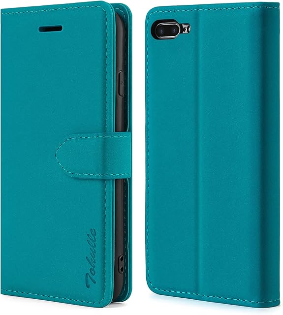 TOHULLE Case for iPhone 7 Plus iPhone 8 Plus, Premium Leather Wallet Case with Card Holder Kickstand Magnetic Closure Flip Folio Case Cover Compatible with iPhone 7 Plus/8 Plus - Blue