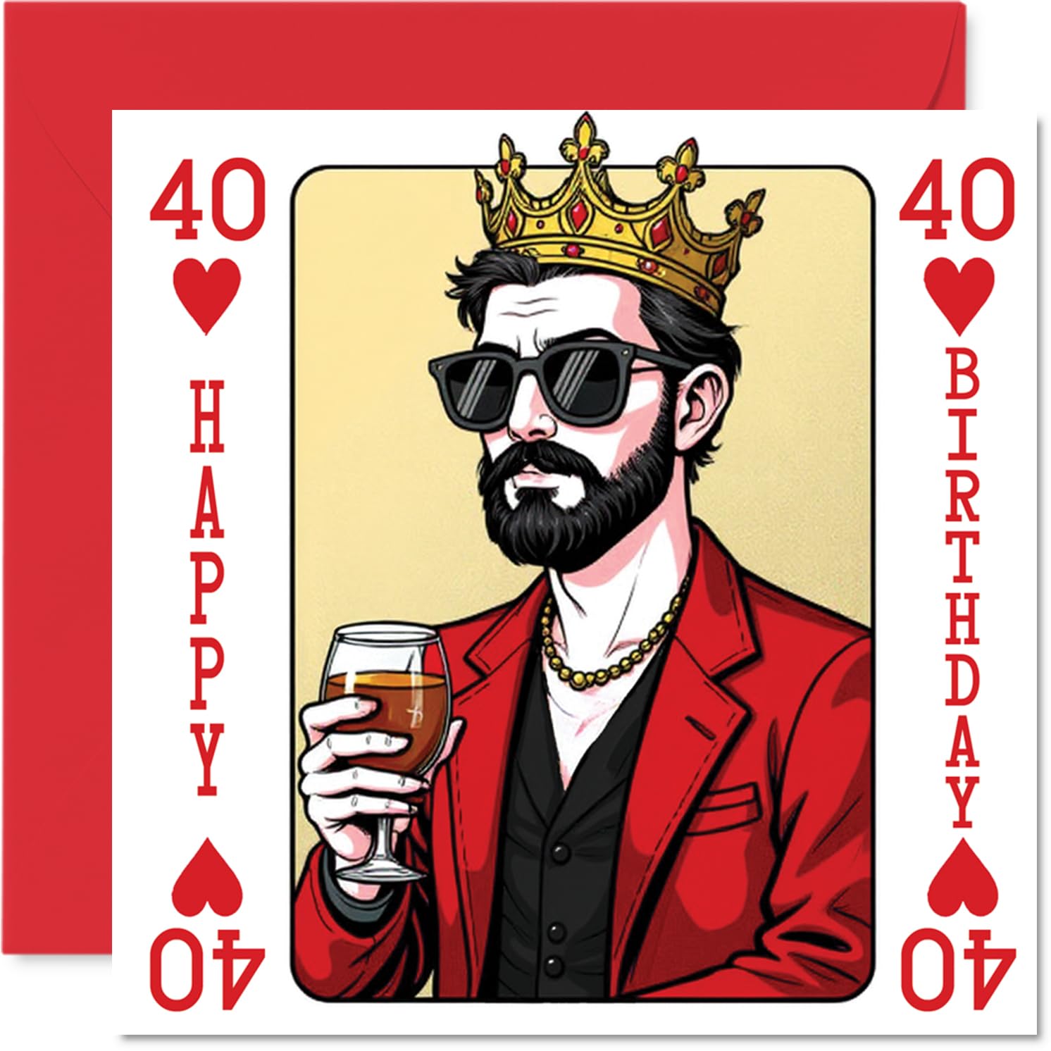 40th Birthday Cards for Men, King Playing Card